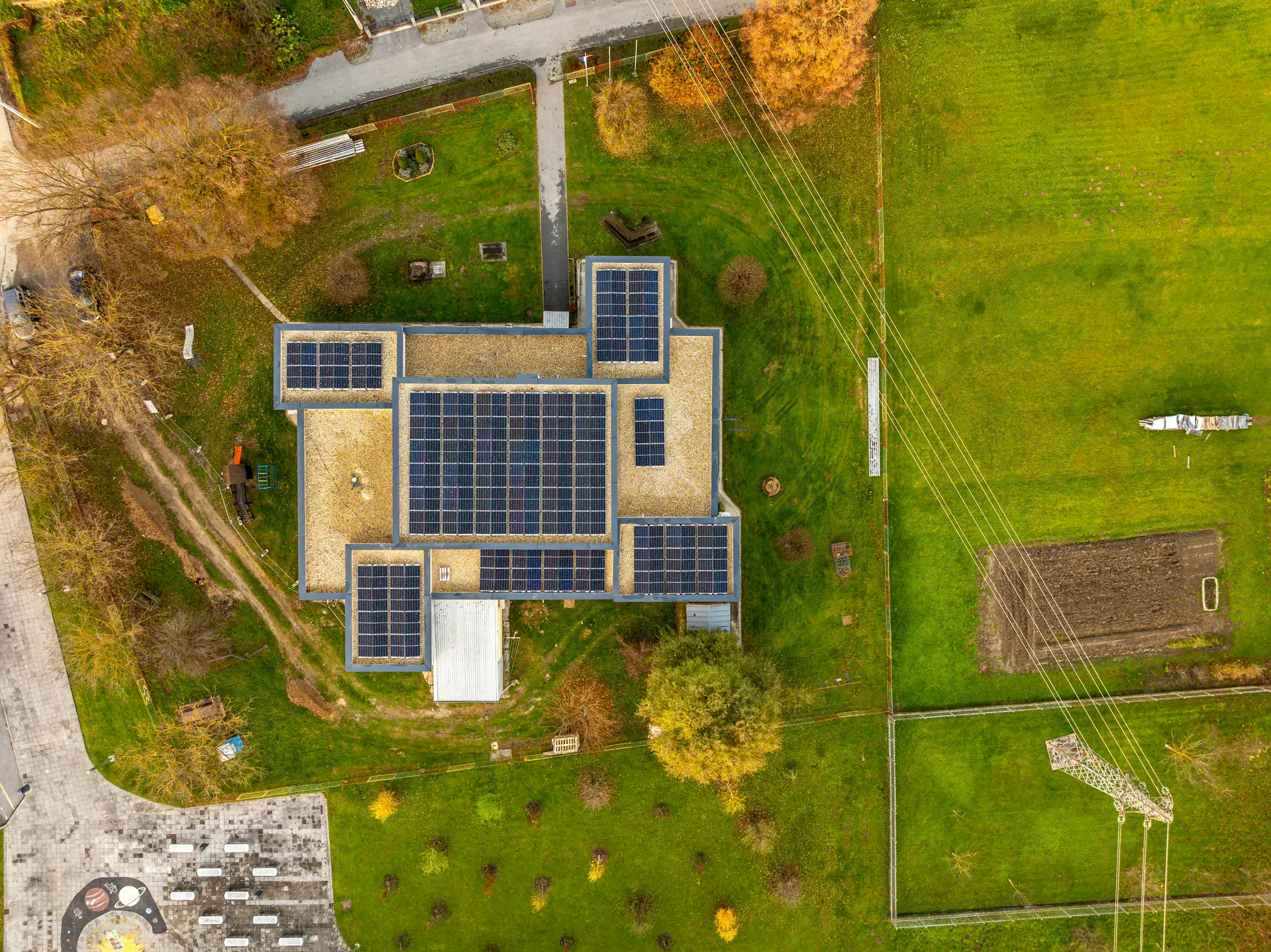 Aerial view of solar installation